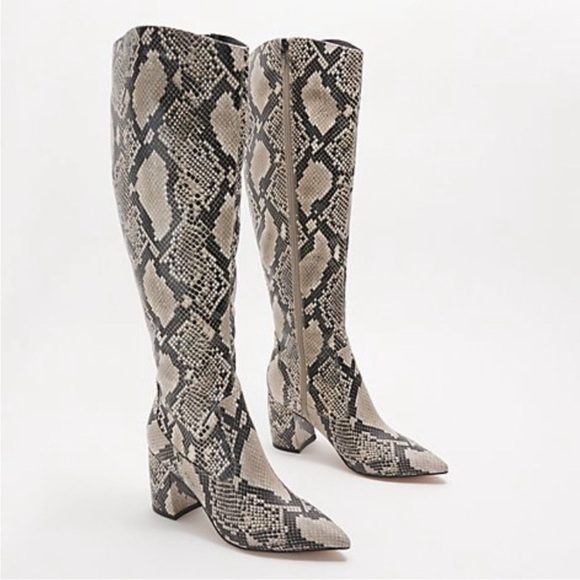 Marc Fisher Shoes - Marc Fisher Snakeskin Tall Knee High Boots Zippers Heels Animal print